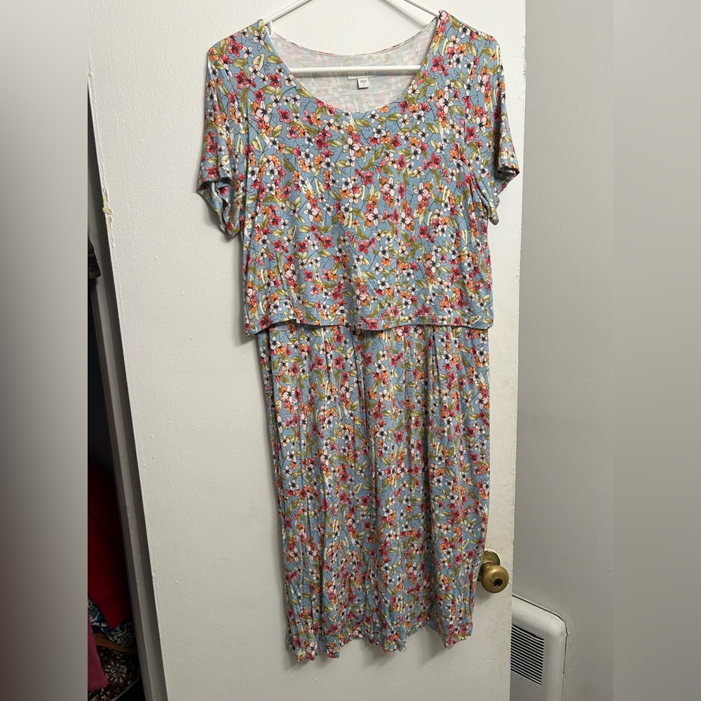 J. Jill Blue Floral Midi Dress